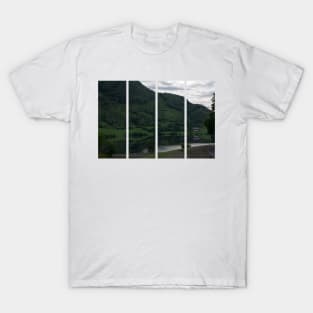 Wonderful landscapes in Norway. Green hill with mirror reflection on the water of the lake Gjerdesdalsvatnet . Norwegian Scenic Route Ryfylke. Trees and rocks in the background. T-Shirt